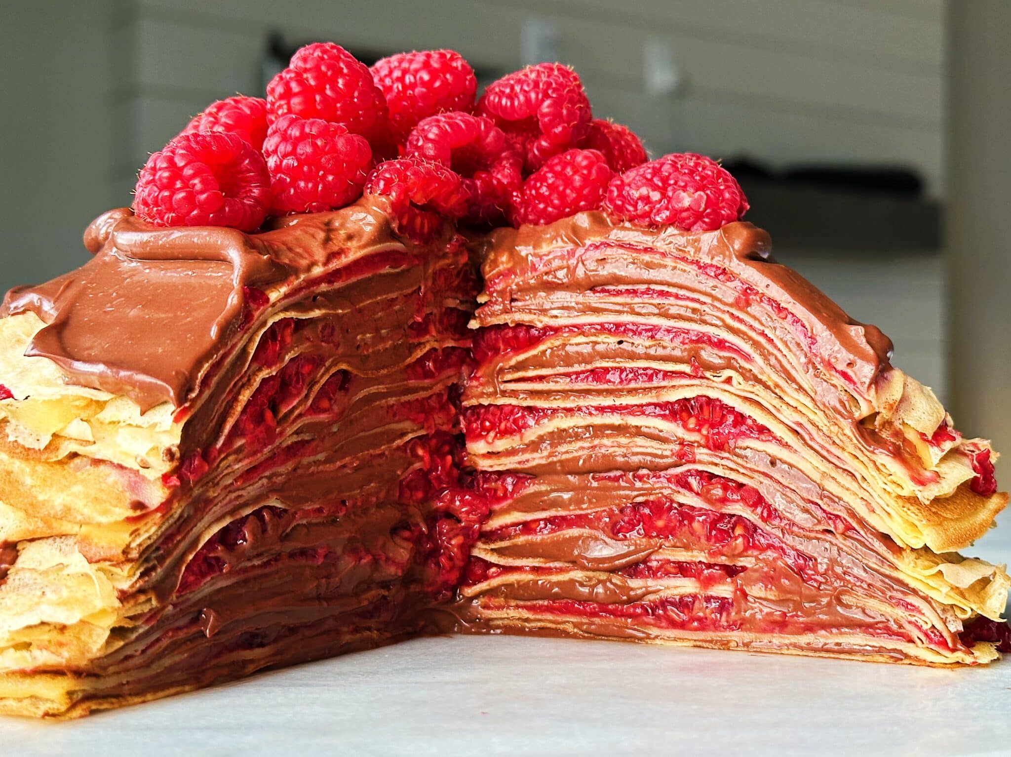 Chocolate Custard Raspberry Crêpe Cake Carolina Gelen
