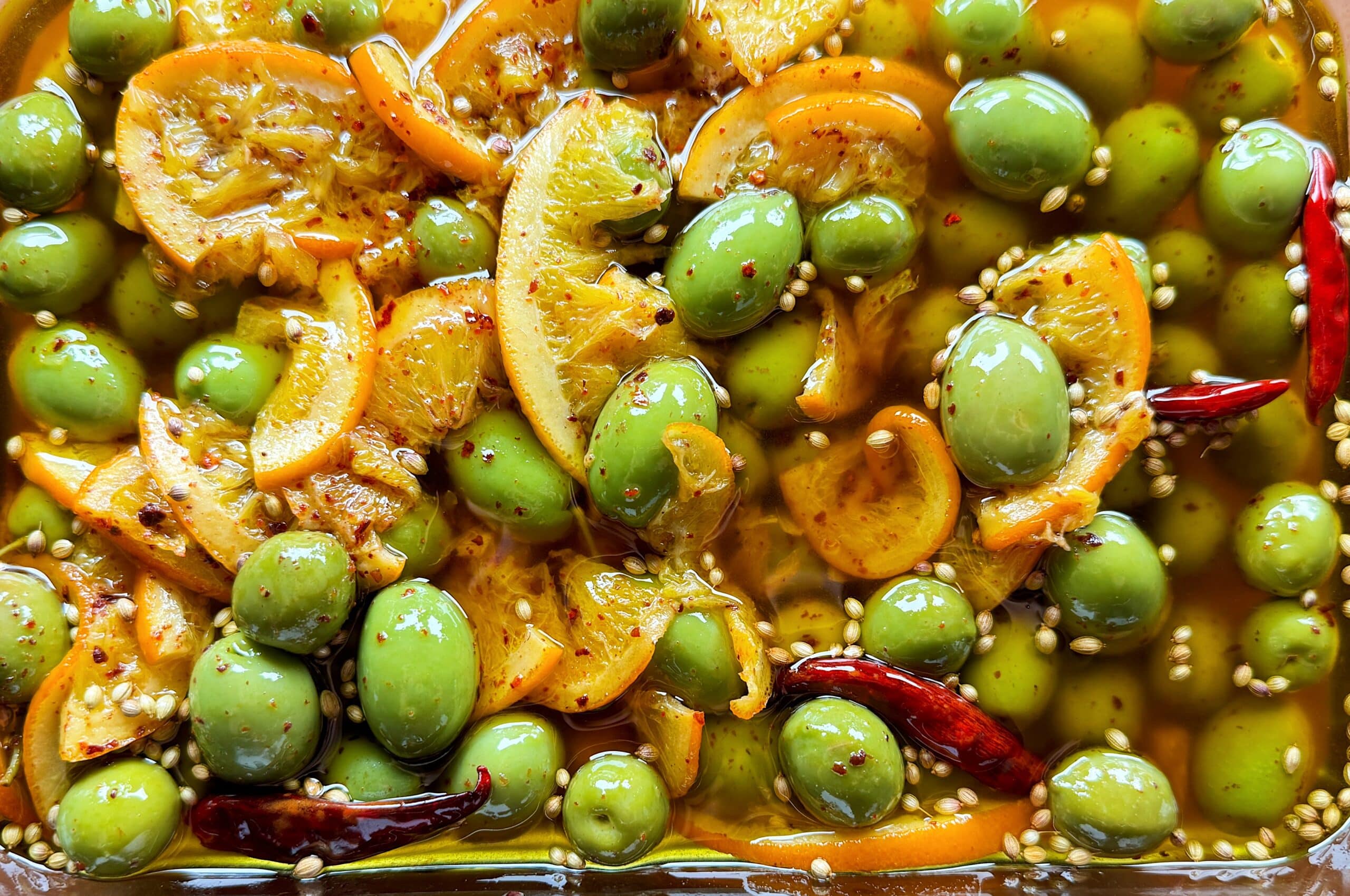 orange marinated olives