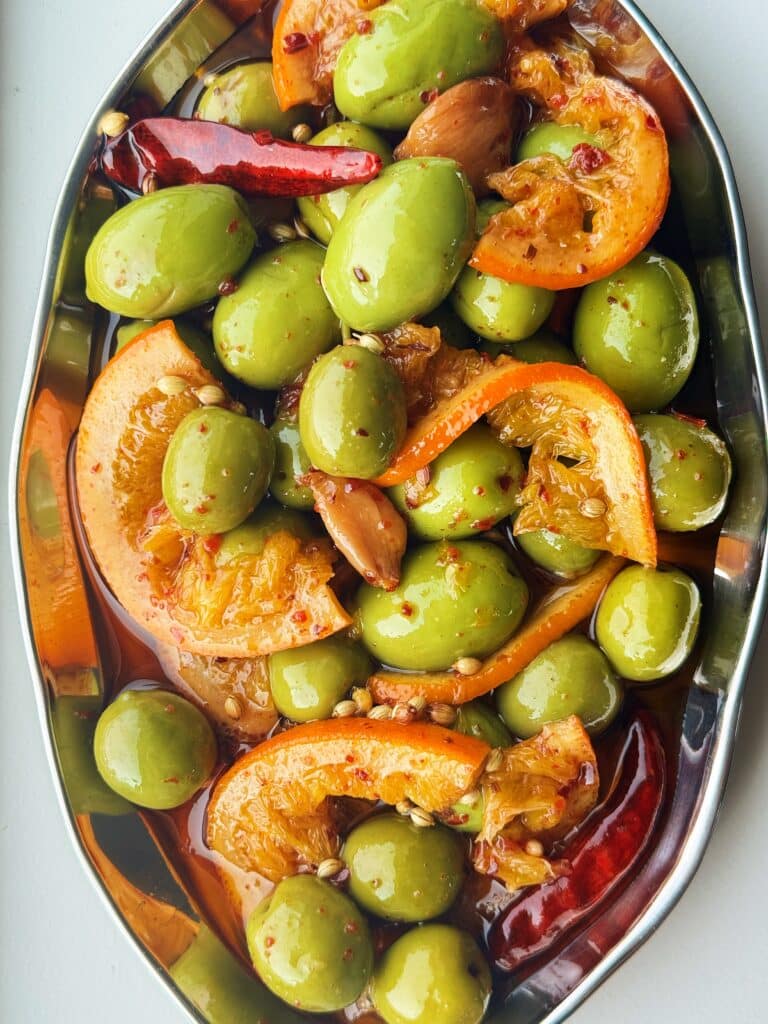 orange marinated olives