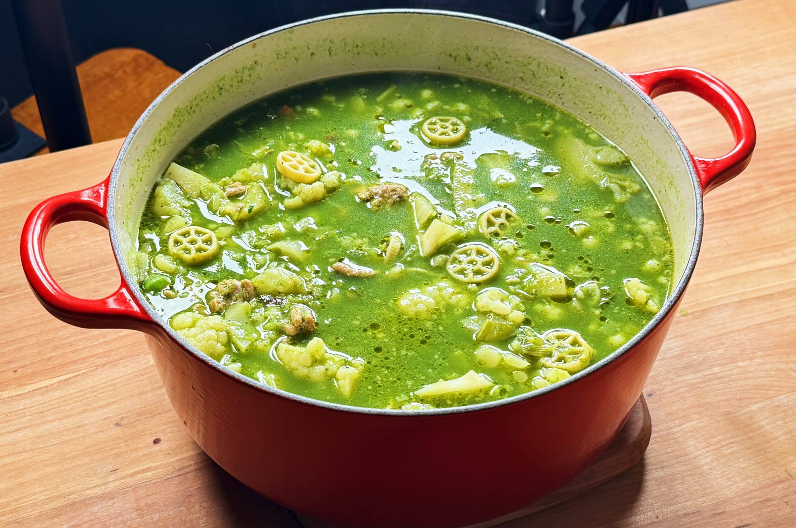 Scallion Soup with Turkey and Cauliflower