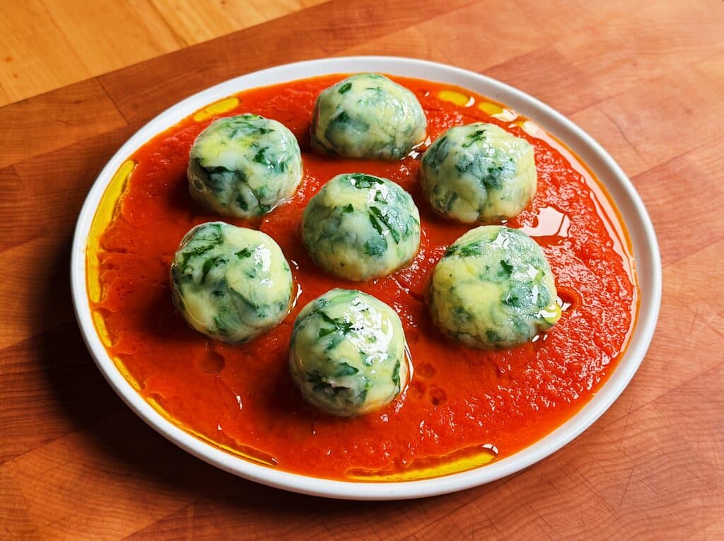 gluten-free spinach and ricotta gnudi