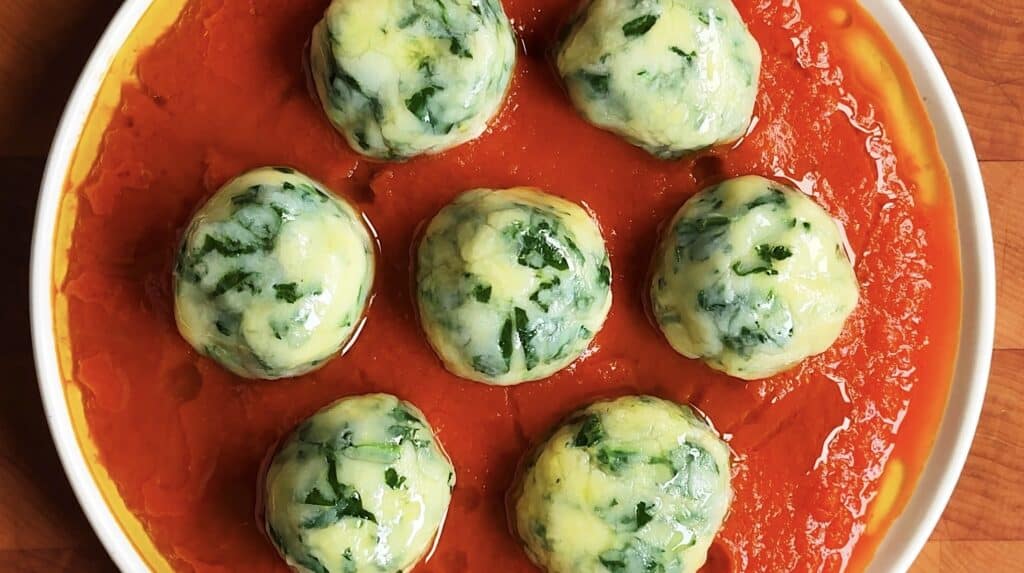 gluten-free spinach and ricotta gnudi